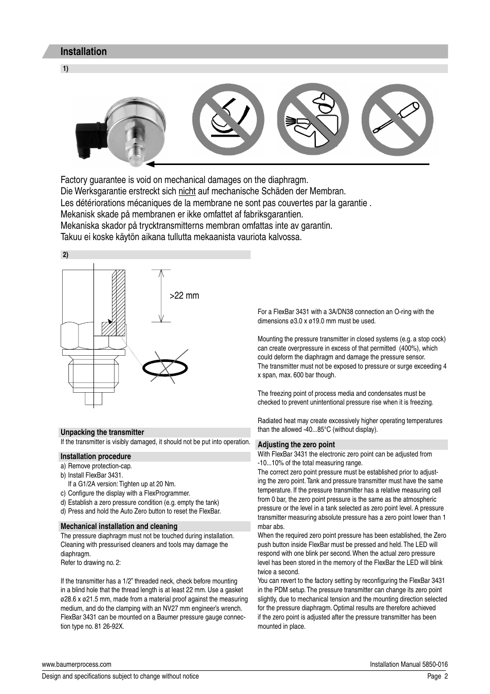 Installation | Baumer Flex Bar 3431 User Manual | Page 2 / 4