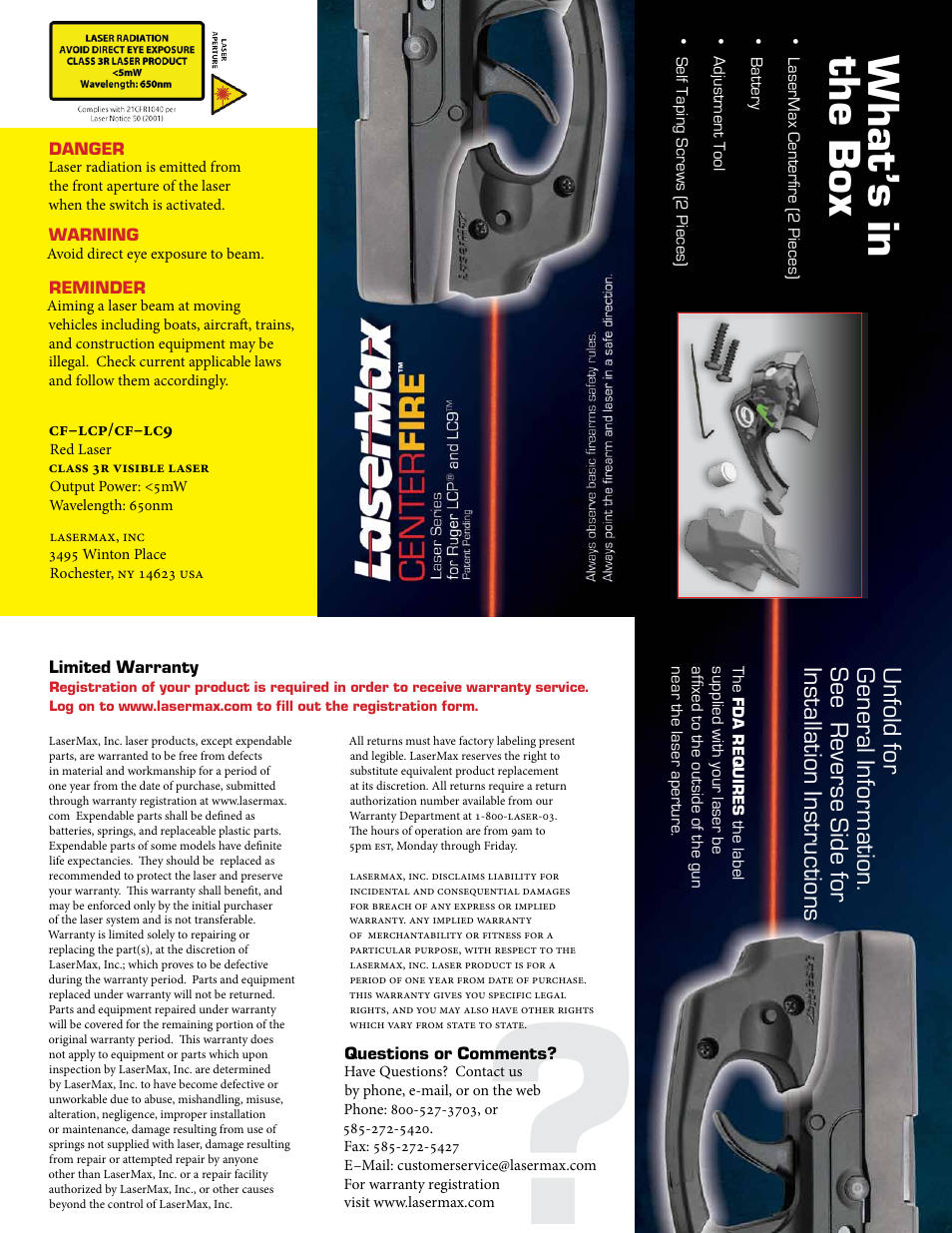 What’s in the box | LaserMax CF-LC9 User Manual | Page 2 / 2