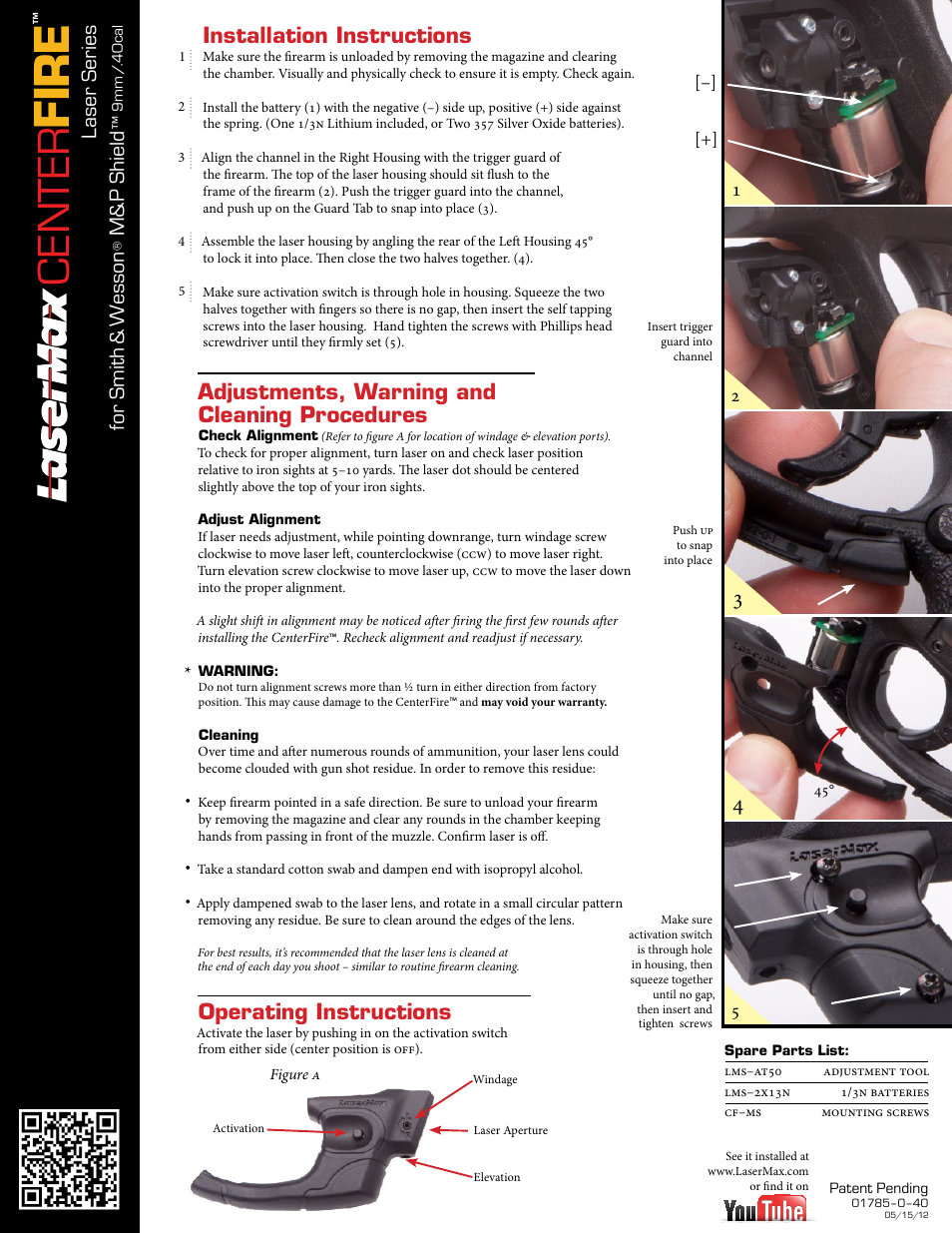 LaserMax CF-SHIELD User Manual | 2 pages