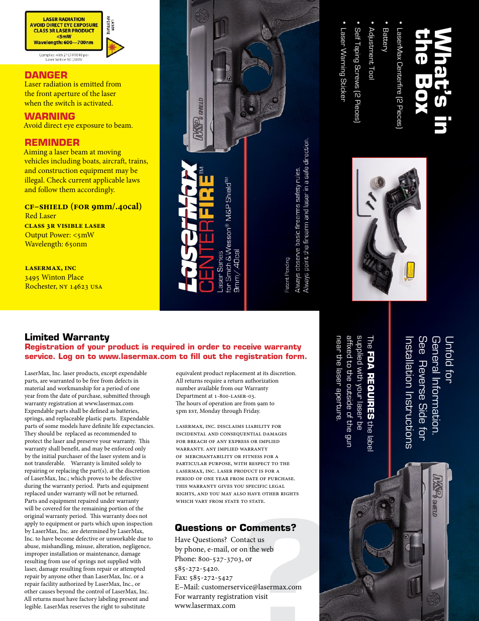 What’ s in the box | LaserMax CF-SHIELD User Manual | Page 2 / 2