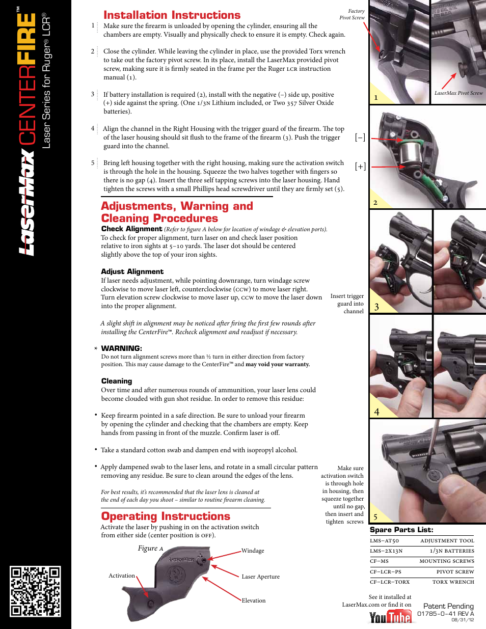 LaserMax CF LCR User Manual | 2 pages