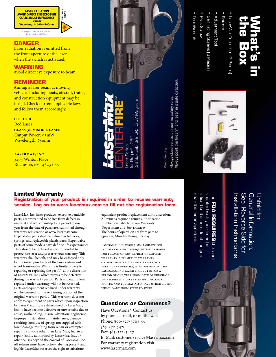 What’ s in the box | LaserMax CF LCR User Manual | Page 2 / 2