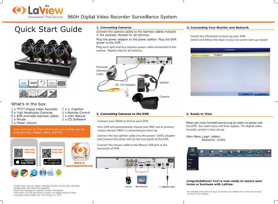 LaView 16 Channel 8 Camera User Manual | 1 page