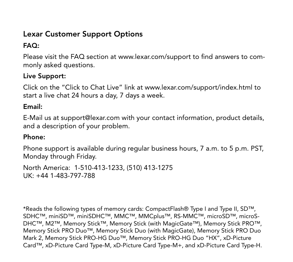 Lexar Multi-Card 24-in-1 USB Reader User Manual | Page 8 / 130