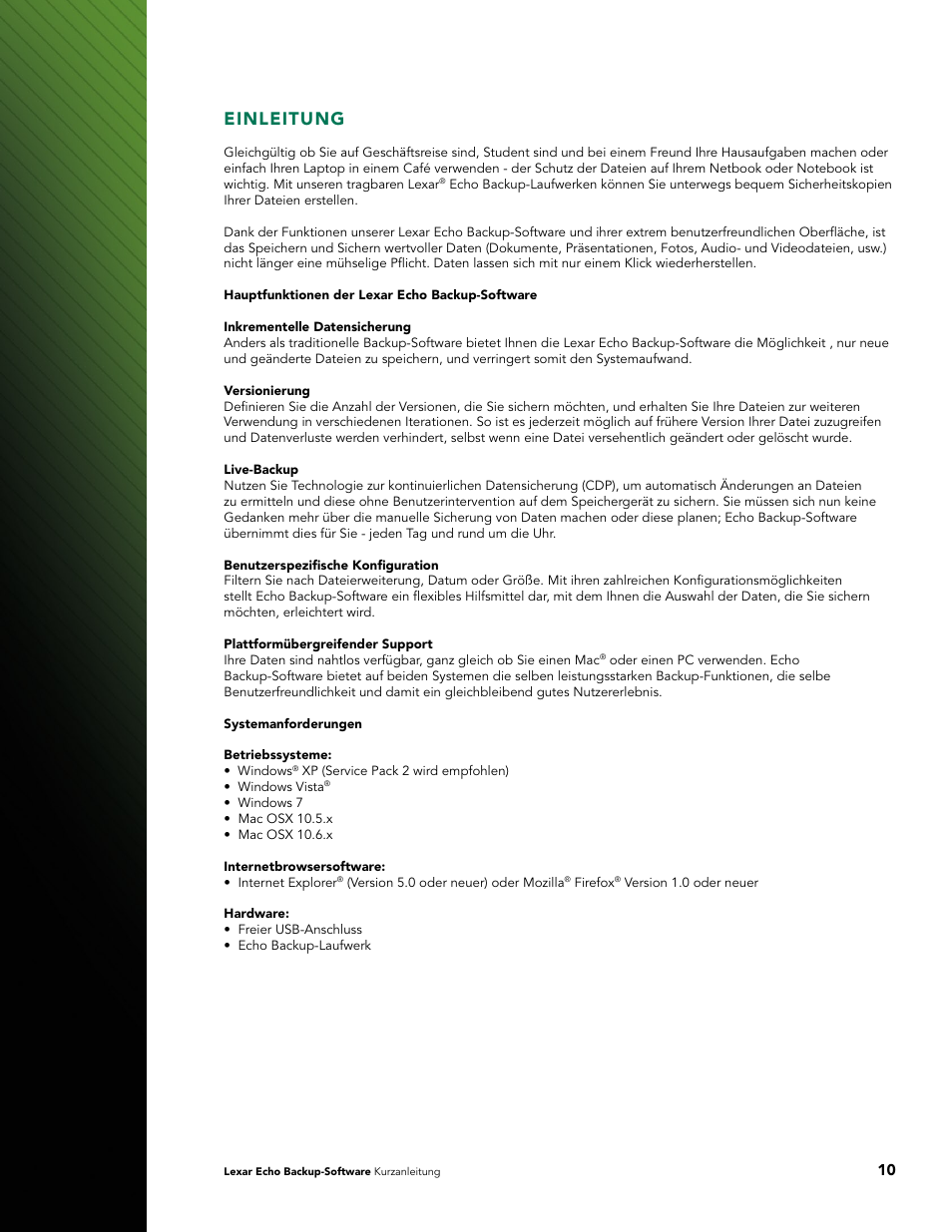 Einleitung | Lexar Echo ZE Backup User Manual | Page 12 / 100