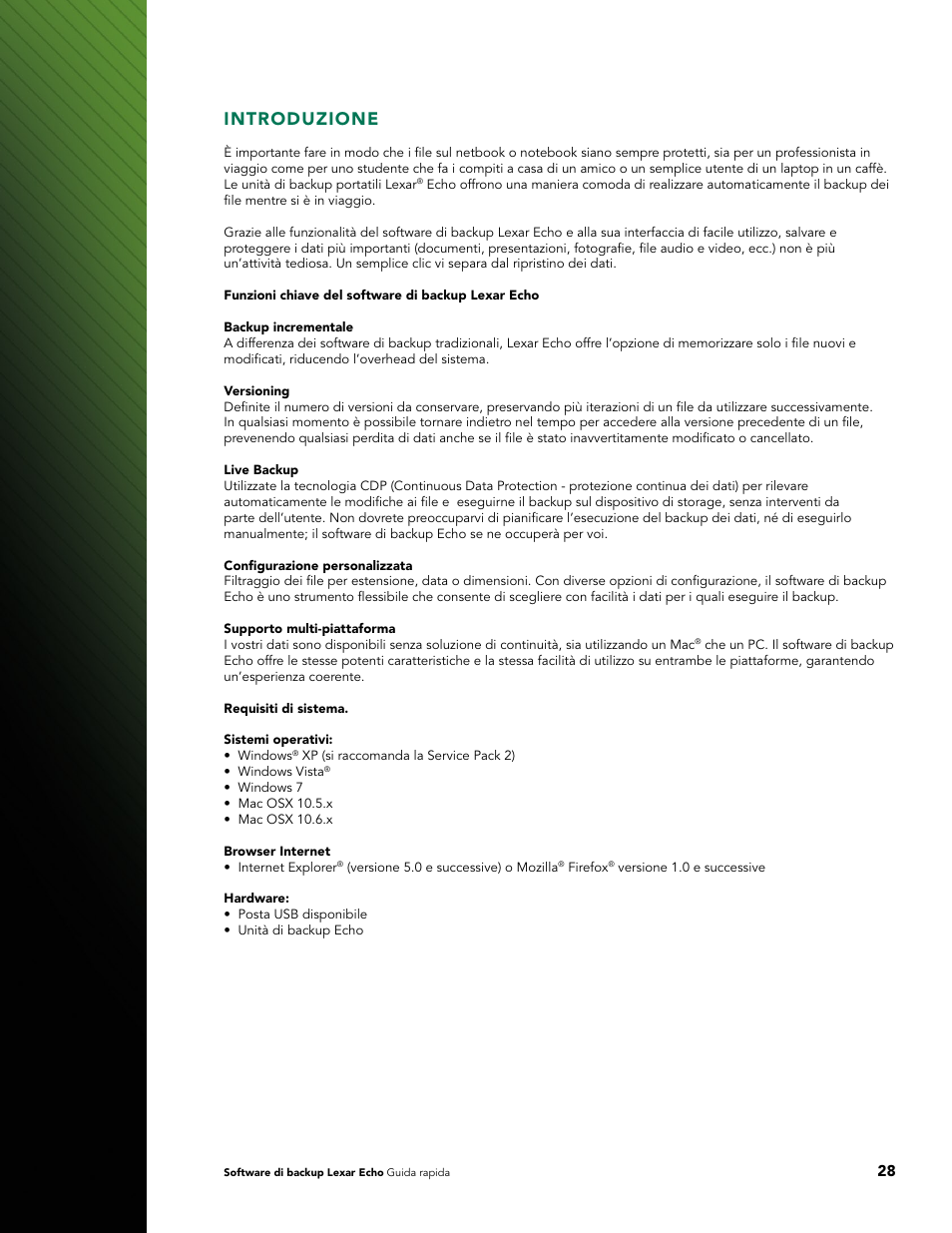 Introduzione | Lexar Echo ZE Backup User Manual | Page 30 / 100