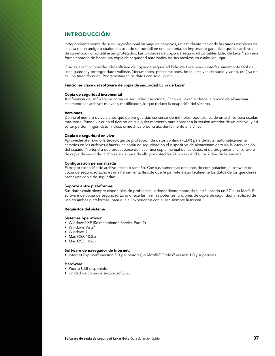 Introducción | Lexar Echo ZE Backup User Manual | Page 39 / 100