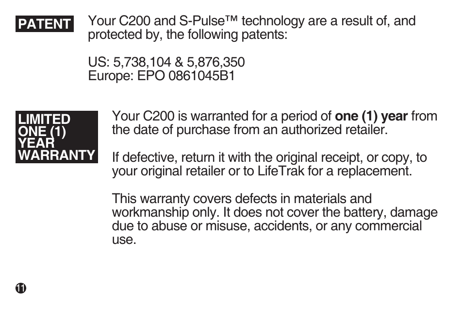 LifeTrak The Core C200 User Manual | Page 12 / 16