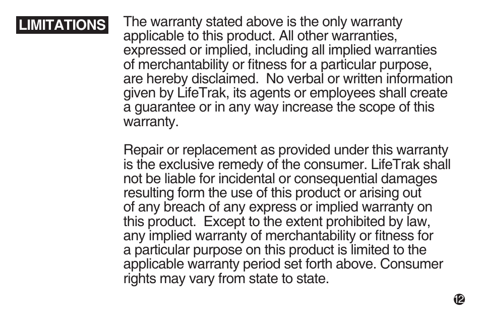 LifeTrak The Core C200 User Manual | Page 13 / 16