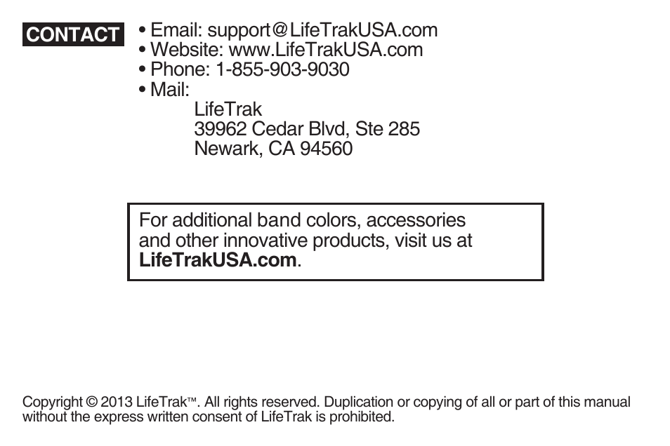 LifeTrak The Core C200 User Manual | Page 16 / 16