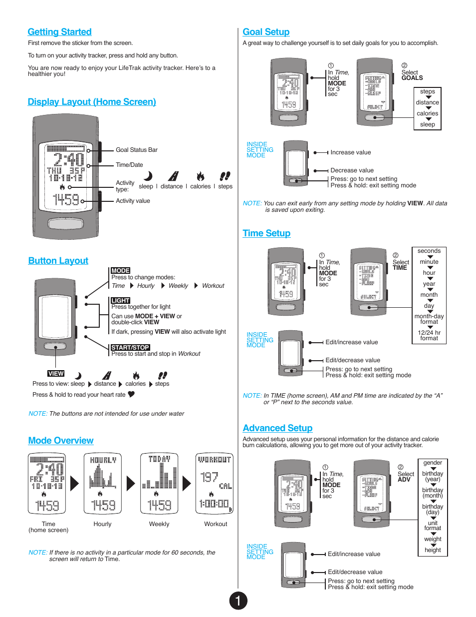 Advanced setup | LifeTrak The Core C210 User Manual | Page 3 / 8