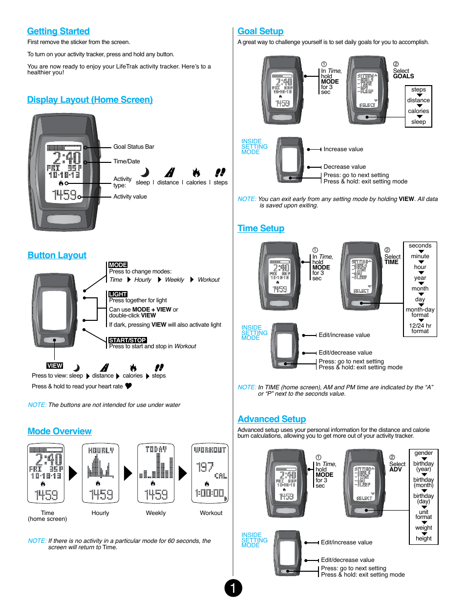 Advanced setup | LifeTrak Zone C410 User Manual | Page 3 / 8