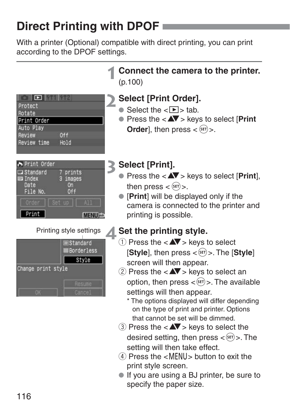 Direct printing with dpof | Canon ds6041 User Manual | Page 116 / 140
