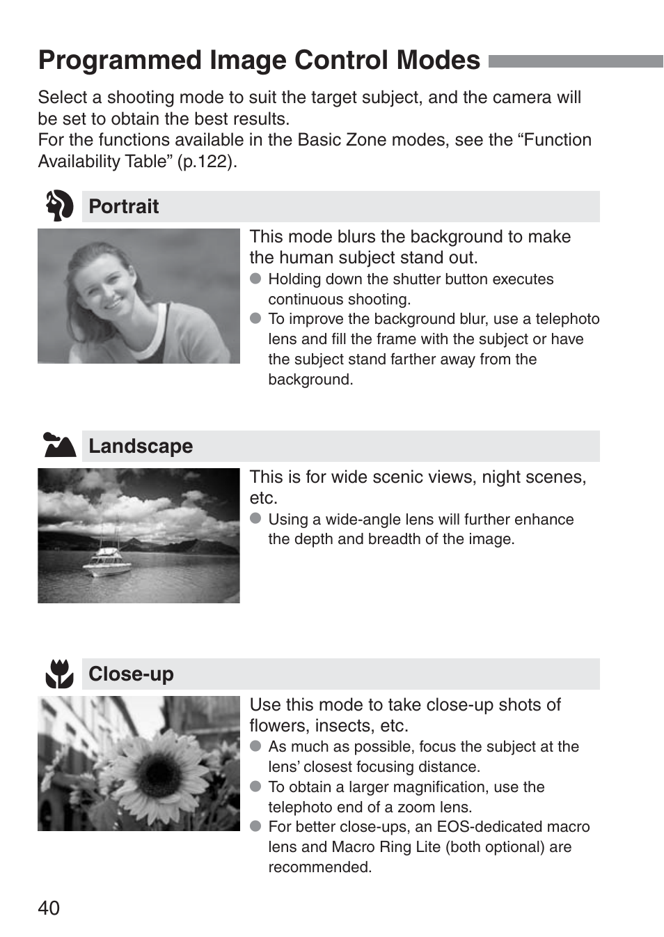 Programmed image control modes | Canon ds6041 User Manual | Page 40 / 140