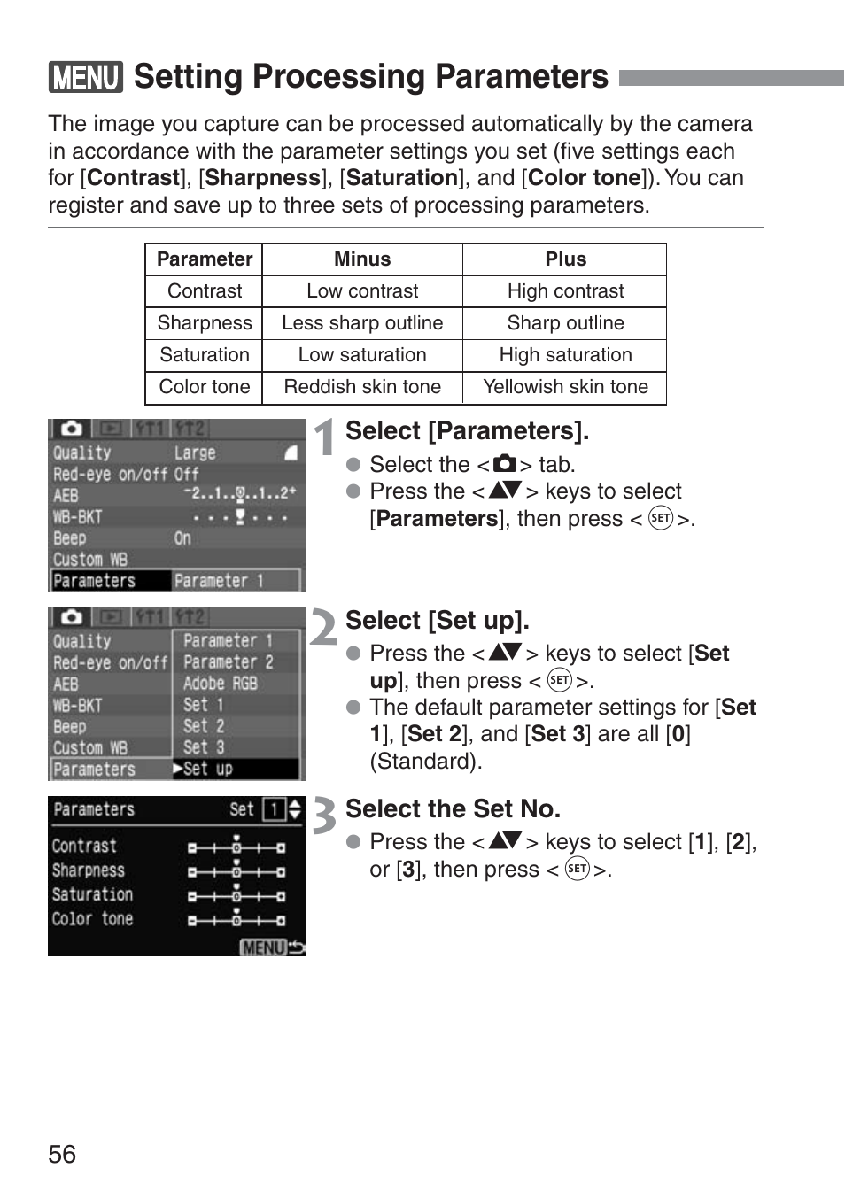 Setting processing parameters | Canon ds6041 User Manual | Page 56 / 140