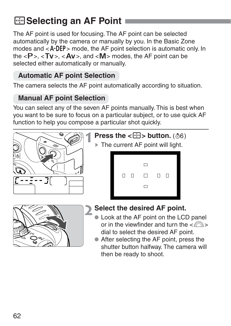 3 selecting an af point | Canon ds6041 User Manual | Page 62 / 140