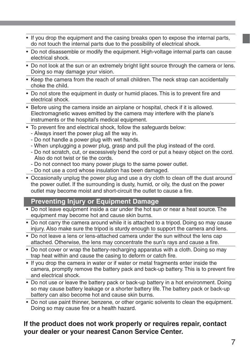 Preventing injury or equipment damage | Canon ds6041 User Manual | Page 7 / 140