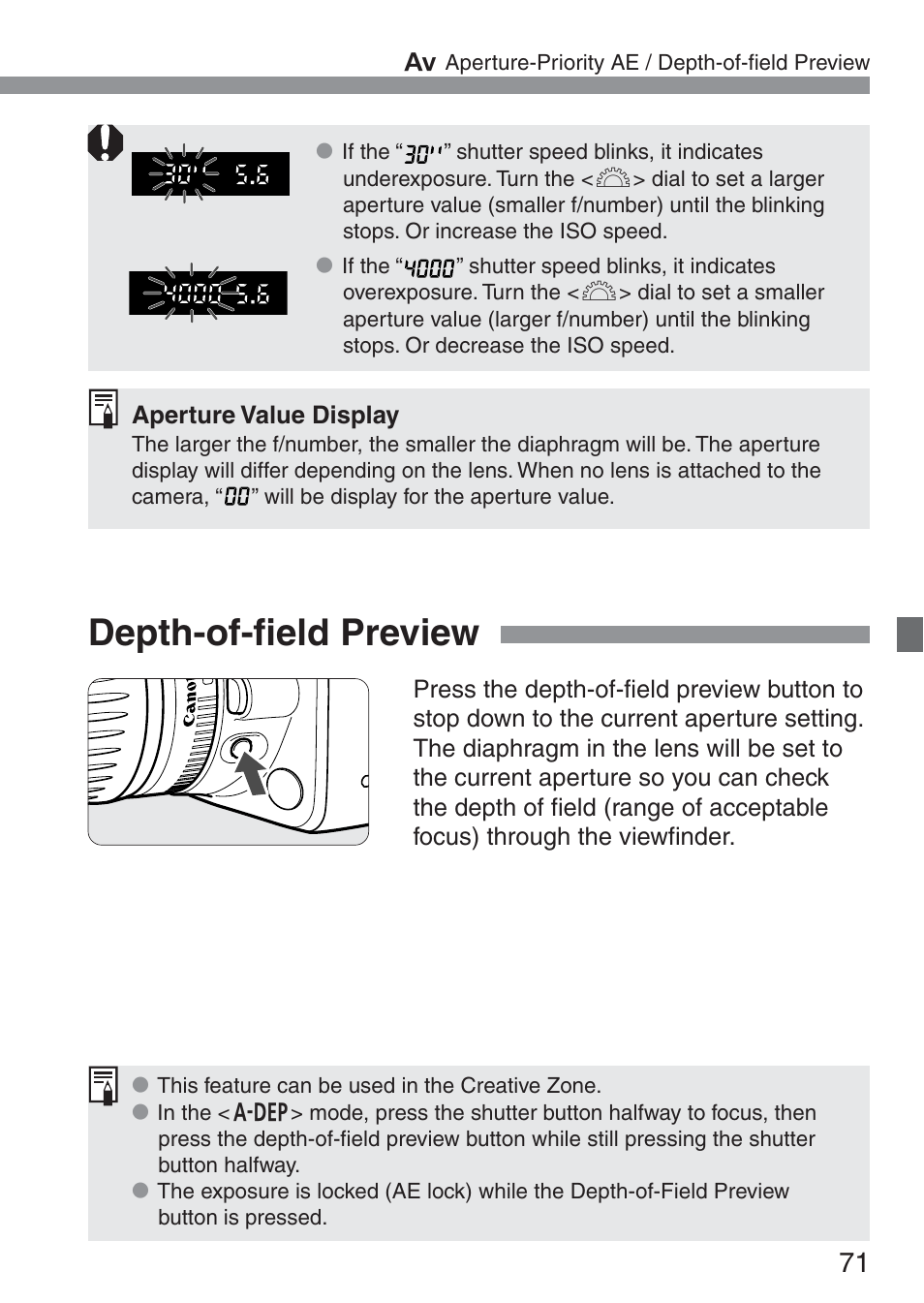 Depth-of-field preview | Canon ds6041 User Manual | Page 71 / 140