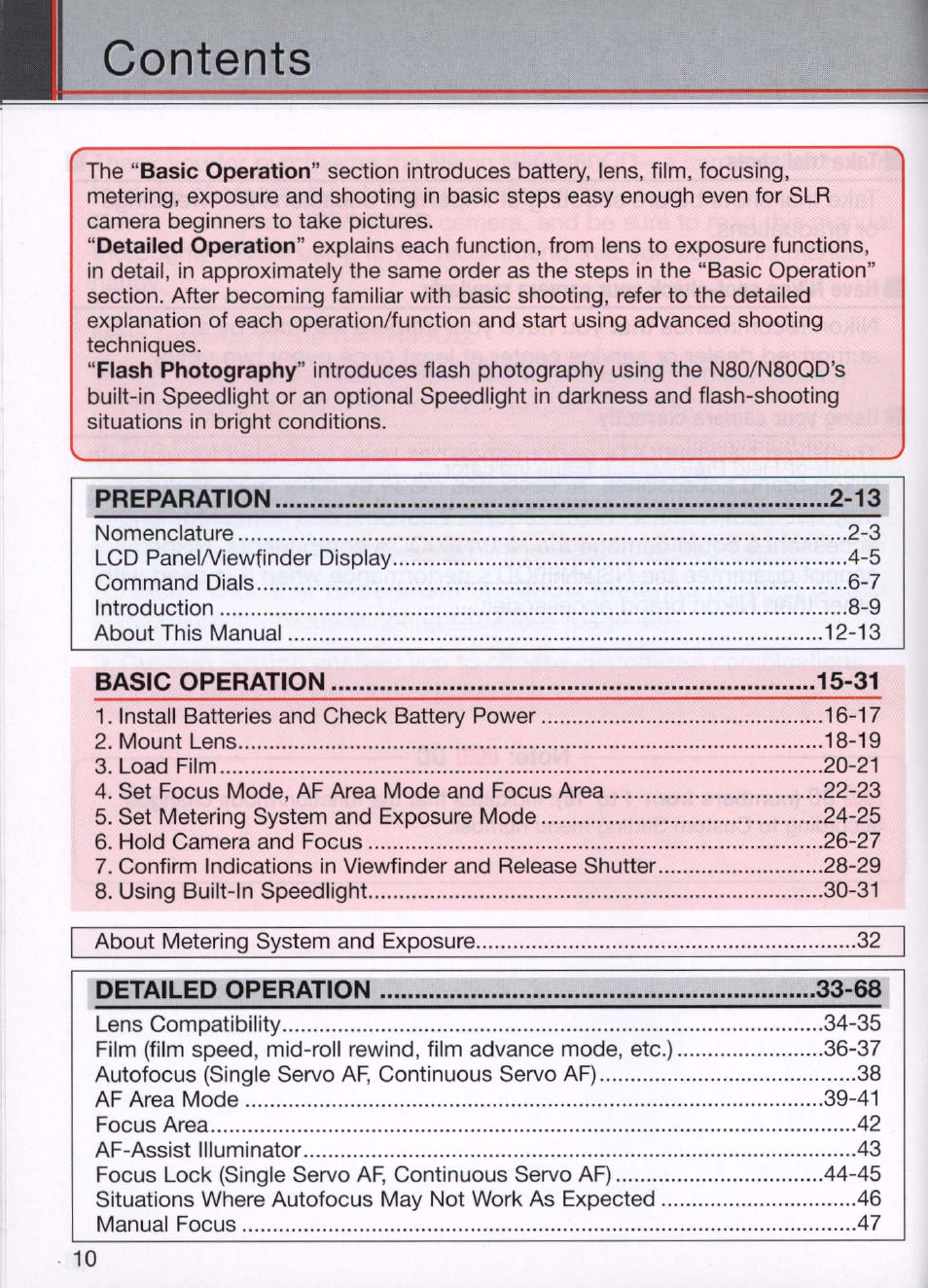 Nikon N80 User Manual | Page 10 / 116