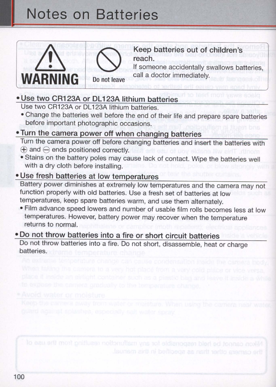 Warning | Nikon N80 User Manual | Page 100 / 116