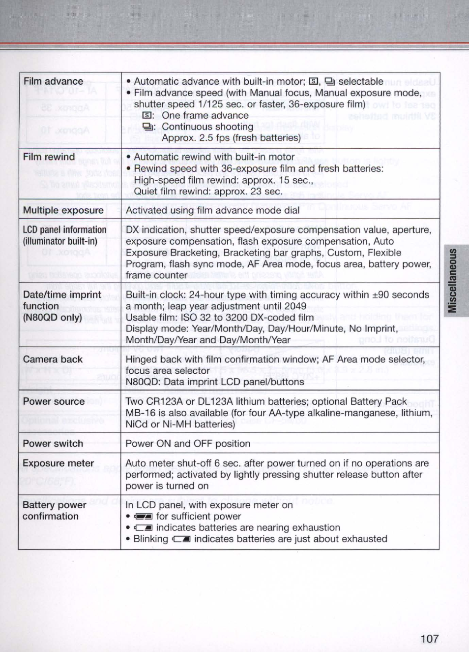 Nikon N80 User Manual | Page 107 / 116