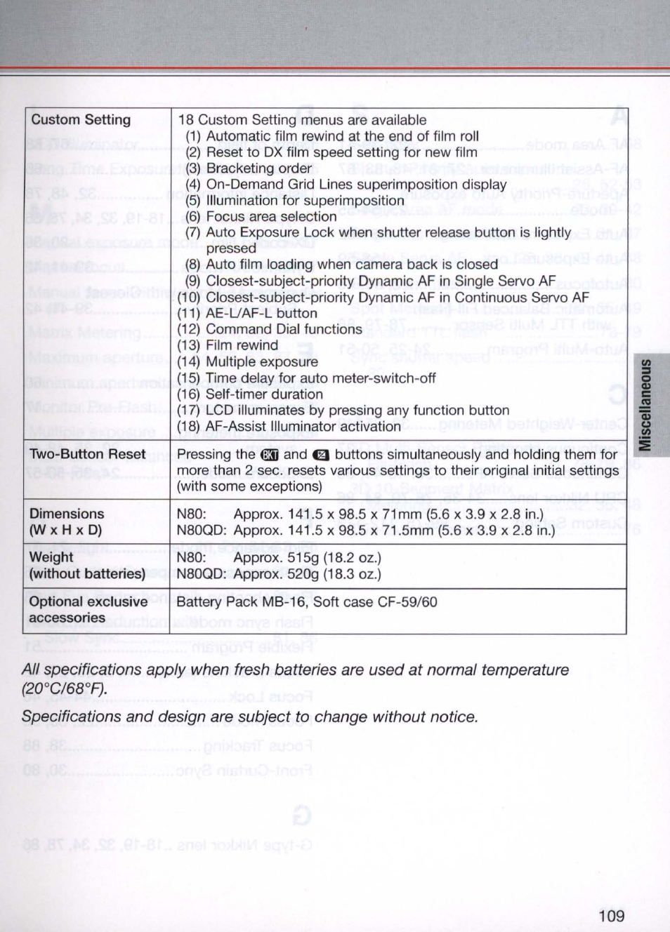 Nikon N80 User Manual | Page 109 / 116