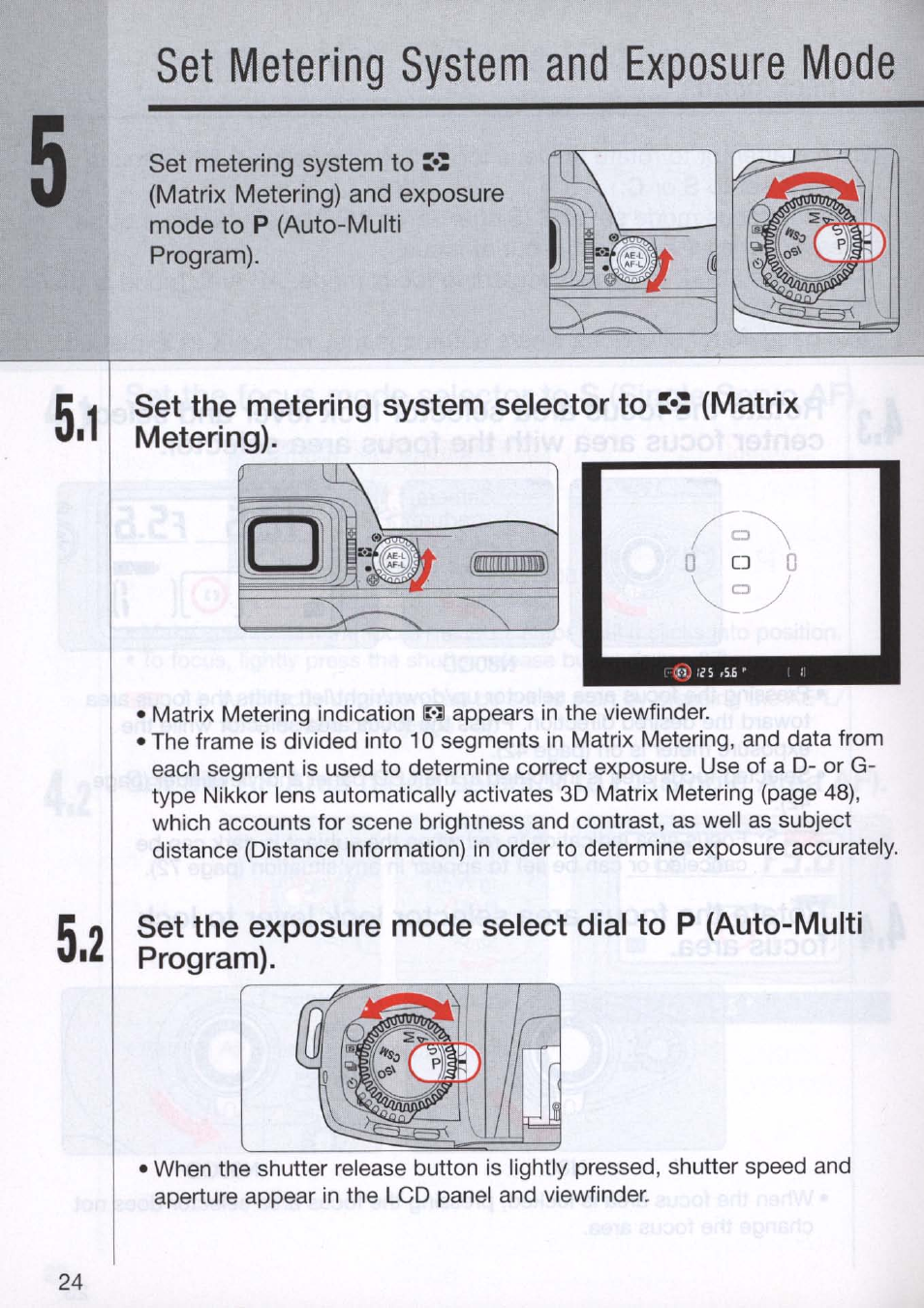 Set metering system and exposure mode, About metering system and exposure | Nikon N80 User Manual | Page 24 / 116