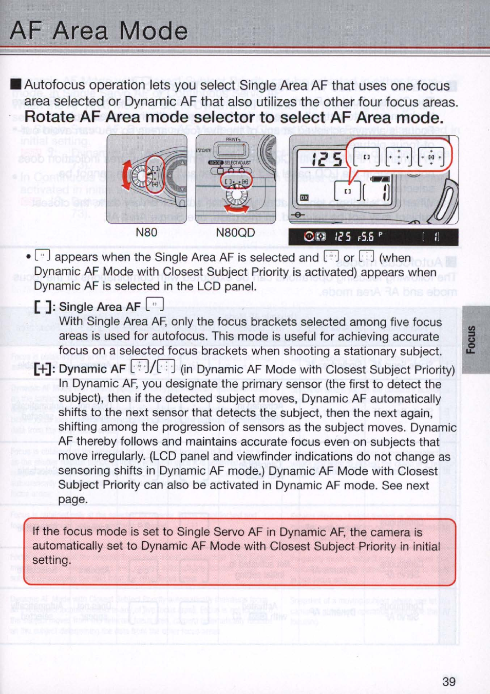 Af area mode, Af area mode -41 | Nikon N80 User Manual | Page 39 / 116