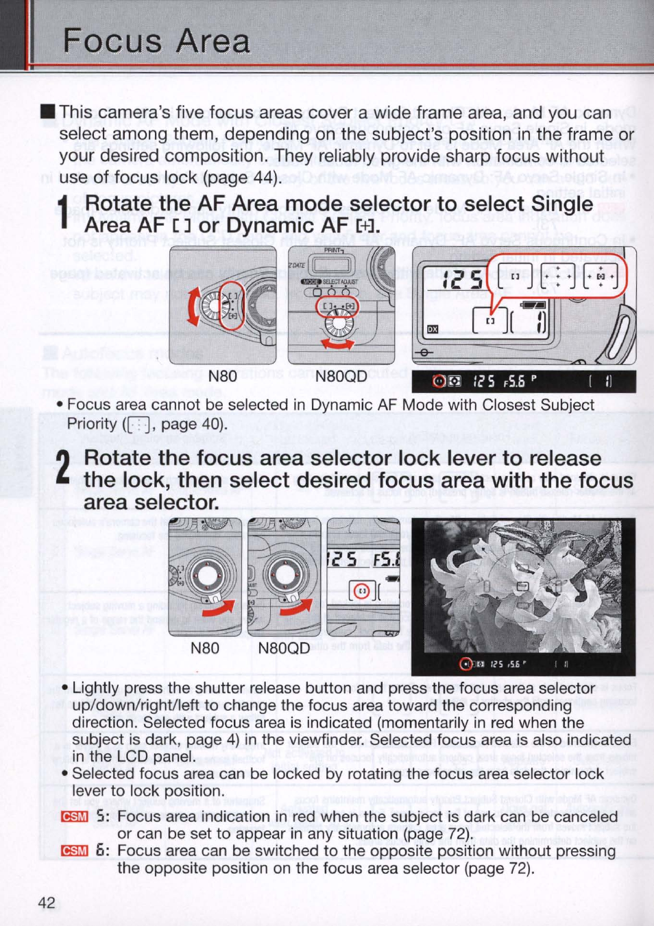 Focus area | Nikon N80 User Manual | Page 42 / 116