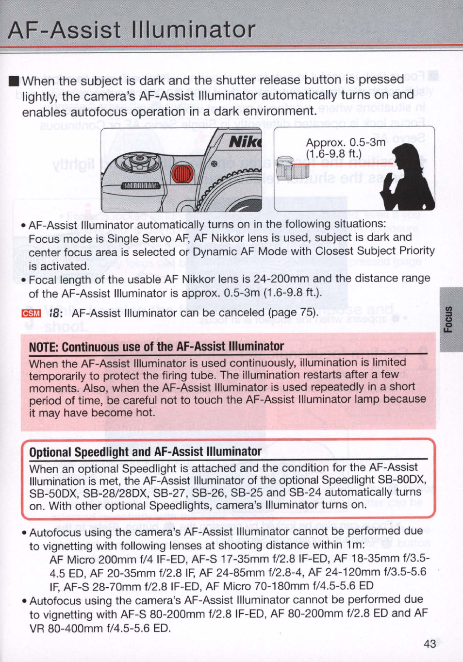 Af-assist illuminator | Nikon N80 User Manual | Page 43 / 116