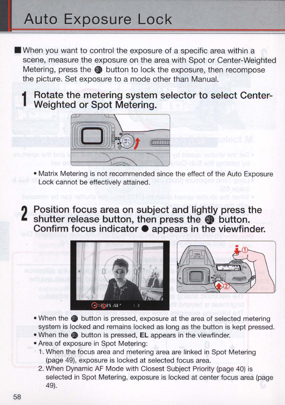 Auto exposure lock, Auto exposure lock -59 | Nikon N80 User Manual | Page 58 / 116