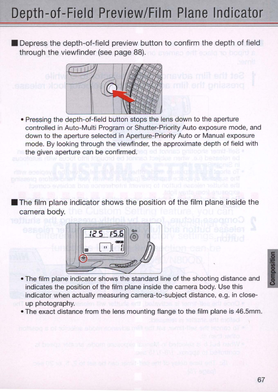 Depth-of-field preview/film plane indicator | Nikon N80 User Manual | Page 67 / 116