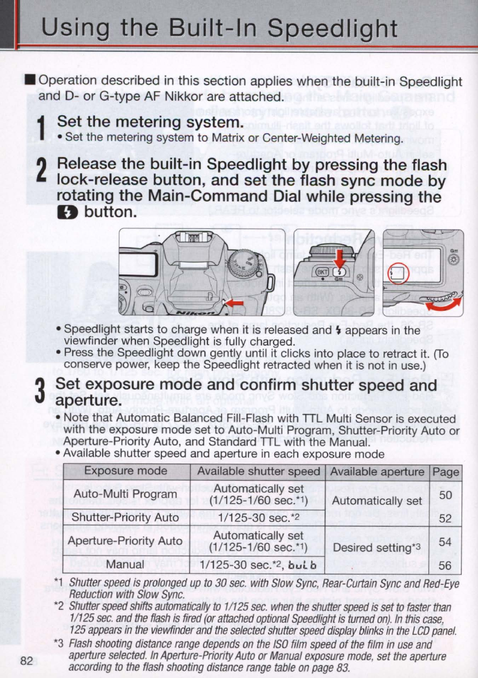 Using the built-in speedlight, Set the metering system | Nikon N80 User Manual | Page 82 / 116