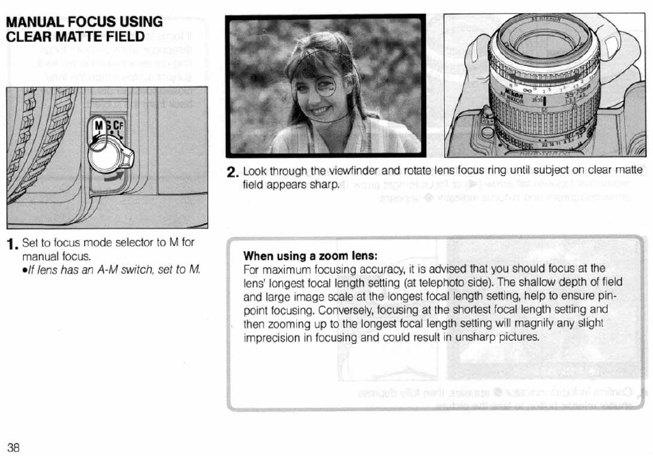 Focusing, Focusing 8 - 3 8, Autofocus | Nikon N6006 User Manual | Page 38 / 169