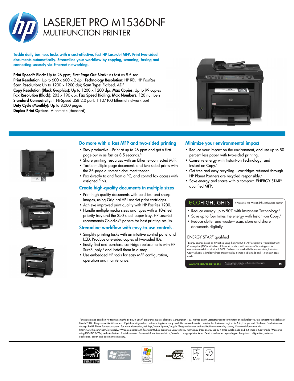 HP LaserJet Pro M1536dnf MFP SERIES User Manual | 2 pages