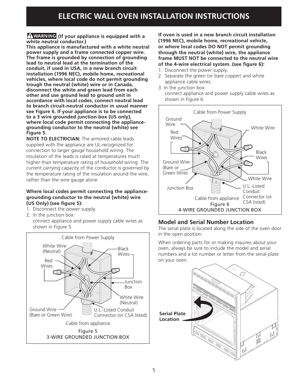 Electric wall oven installation instructions | FRIGIDAIRE FEB24S5AS User Manual | Page 5 / 24