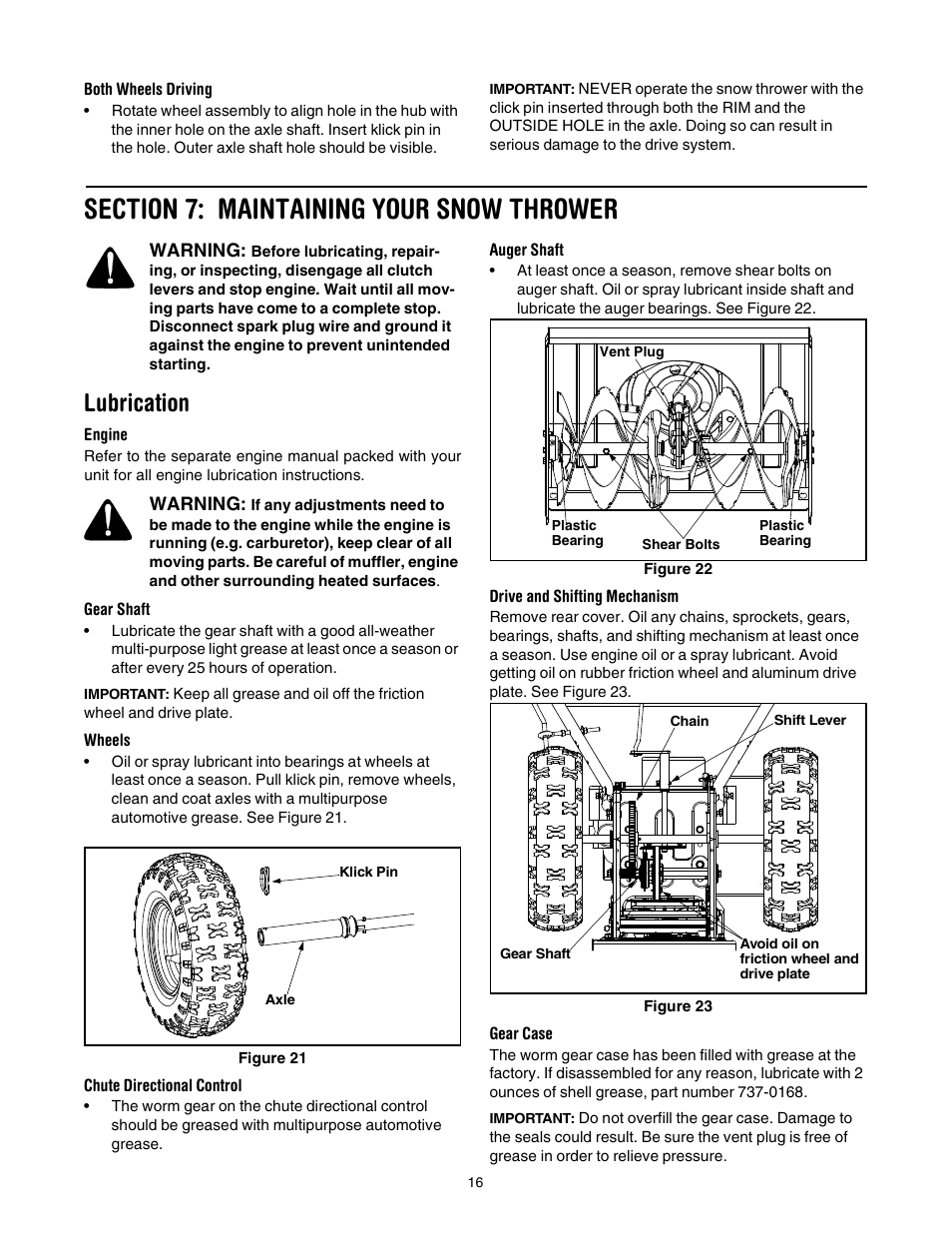 Lubrication | MTD 642E User Manual | Page 16 / 32