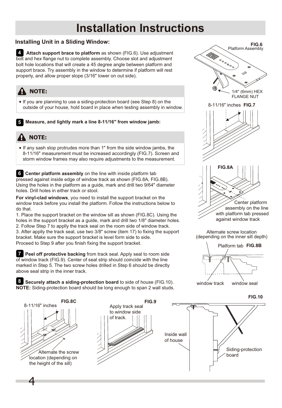 4installation instructions | FRIGIDAIRE FFRS1022Q1 User Manual | Page 4 / 8