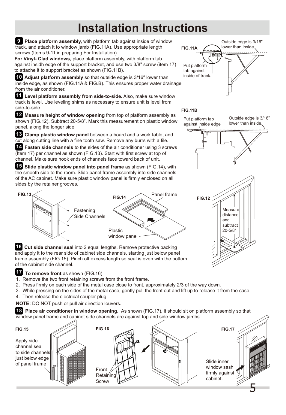 5installation instructions | FRIGIDAIRE FFRS1022Q1 User Manual | Page 5 / 8