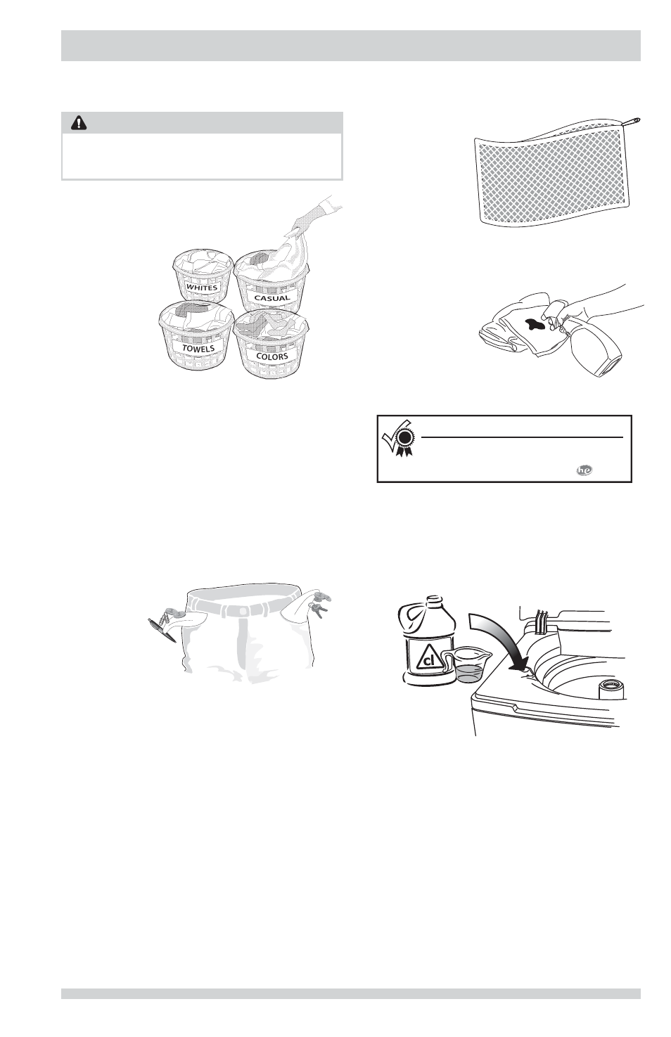 Operating instructions, Warning, Washing procedures | FRIGIDAIRE FFTW1001PW User Manual | Page 5 / 14