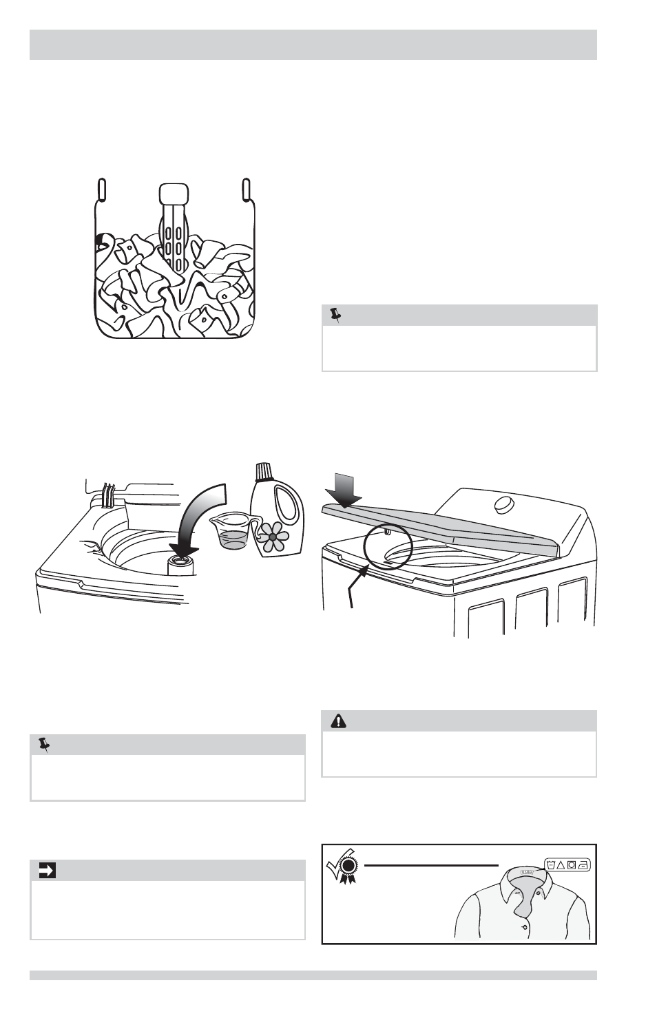 Operating instructions, Washing procedures, continued, Important | Caution | FRIGIDAIRE FFTW1001PW User Manual | Page 6 / 14