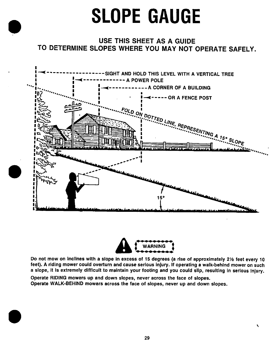 Slope gauge, Use this sheet as a guide | Bolens 1208 User Manual | Page 29 / 32