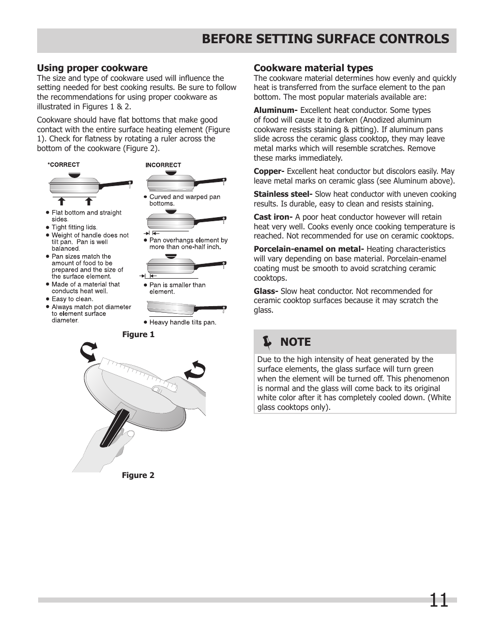 Before setting surface controls | FRIGIDAIRE FGES3065KW User Manual | Page 11 / 44