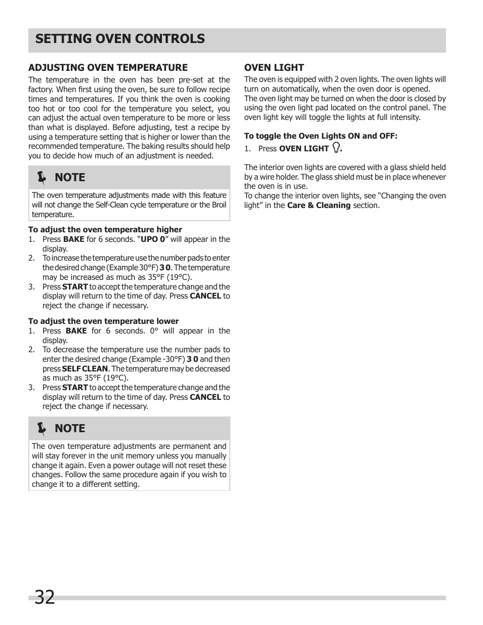 Setting oven controls | FRIGIDAIRE FGES3065KW User Manual | Page 32 / 44