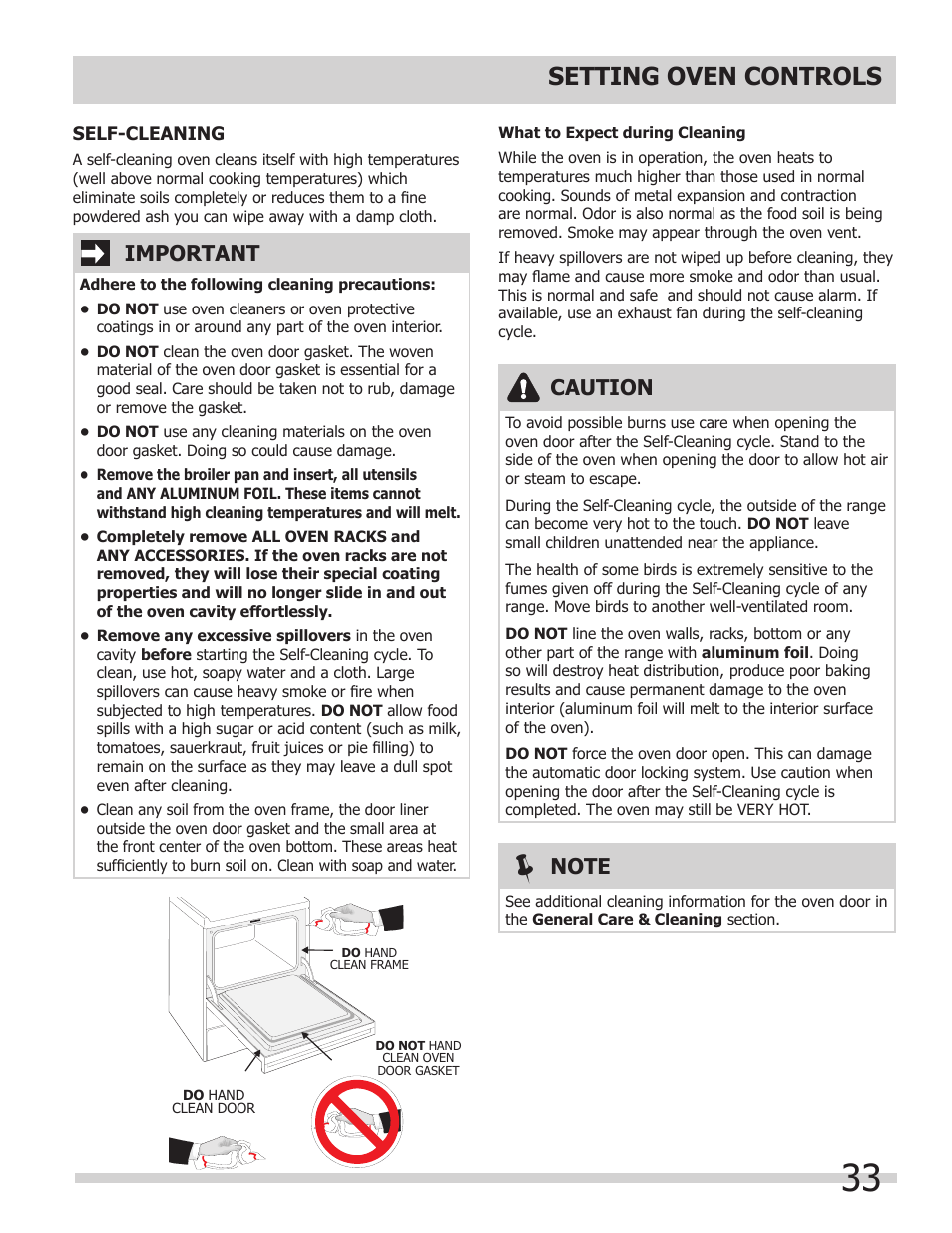 Setting oven controls, Caution, Important | FRIGIDAIRE FGES3065KW User Manual | Page 33 / 44