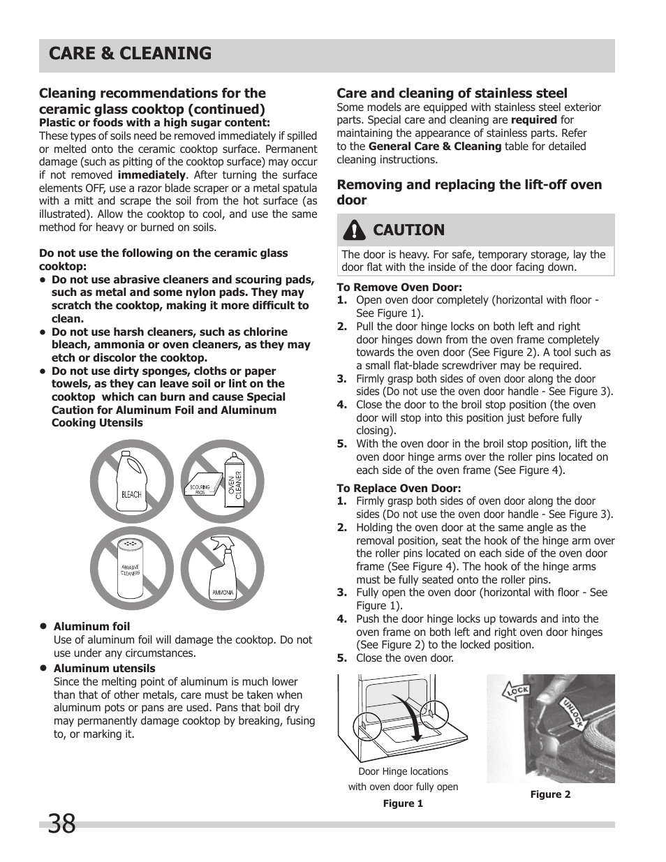 Care & cleaning, Caution | FRIGIDAIRE FGES3065KW User Manual | Page 38 / 44