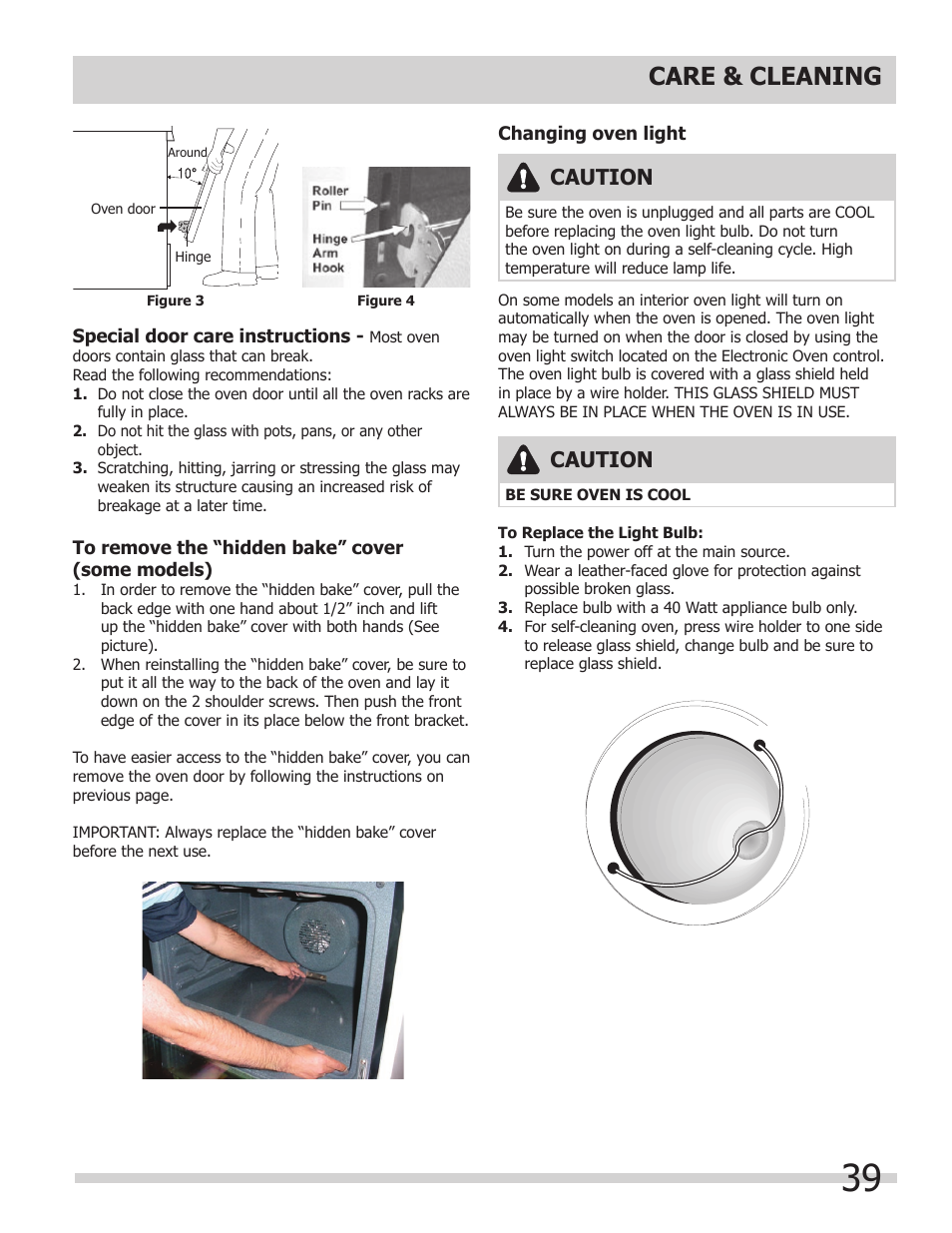 Care & cleaning, Caution | FRIGIDAIRE FGES3065KW User Manual | Page 39 / 44