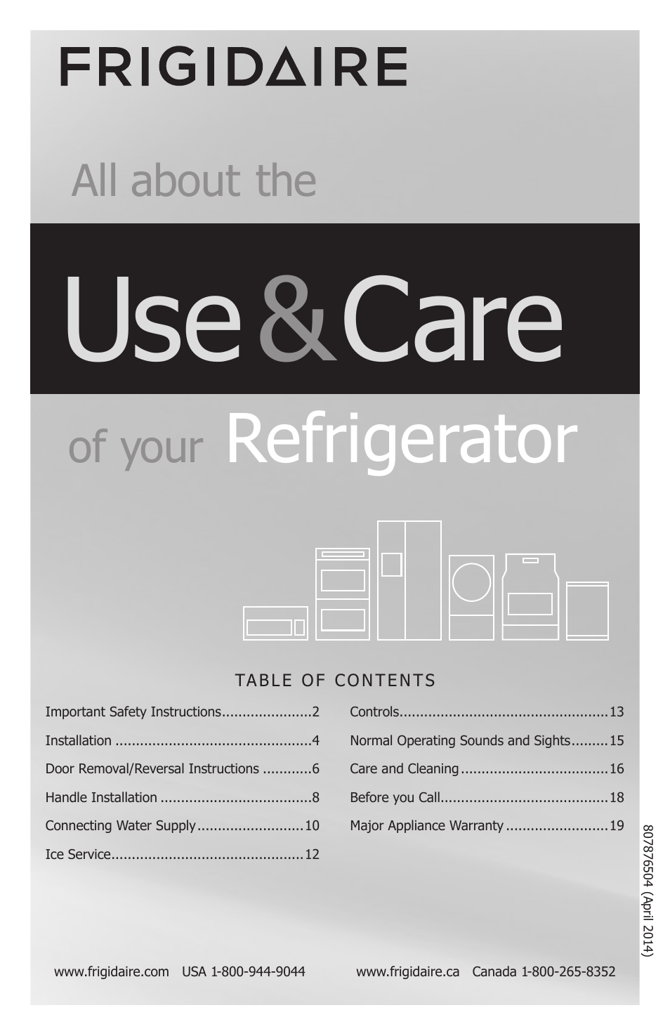 FRIGIDAIRE FFHT1831QQ User Manual | 19 pages