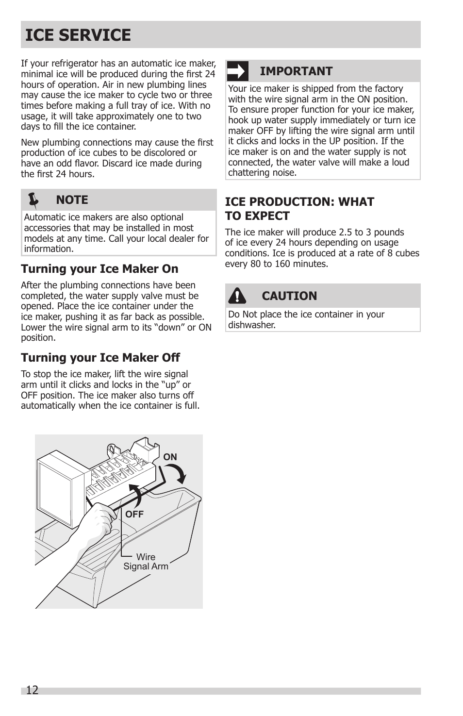 Ice service | FRIGIDAIRE FFHT1831QQ User Manual | Page 12 / 19