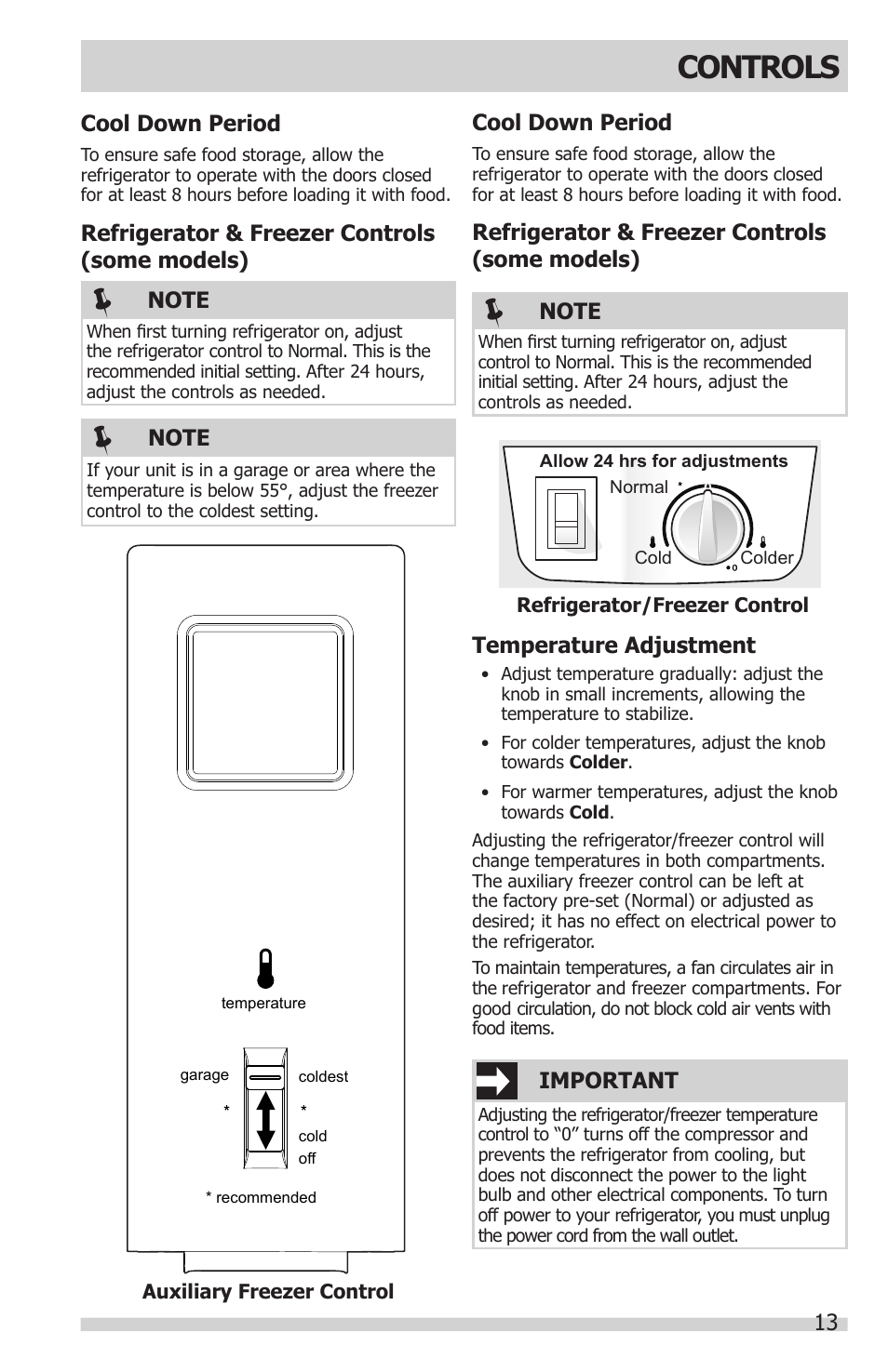 Controls | FRIGIDAIRE FFHT1831QQ User Manual | Page 13 / 19